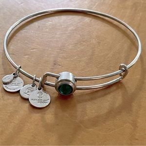 Alex and Ani Silver Bracelet with Aquamarine Gemstone